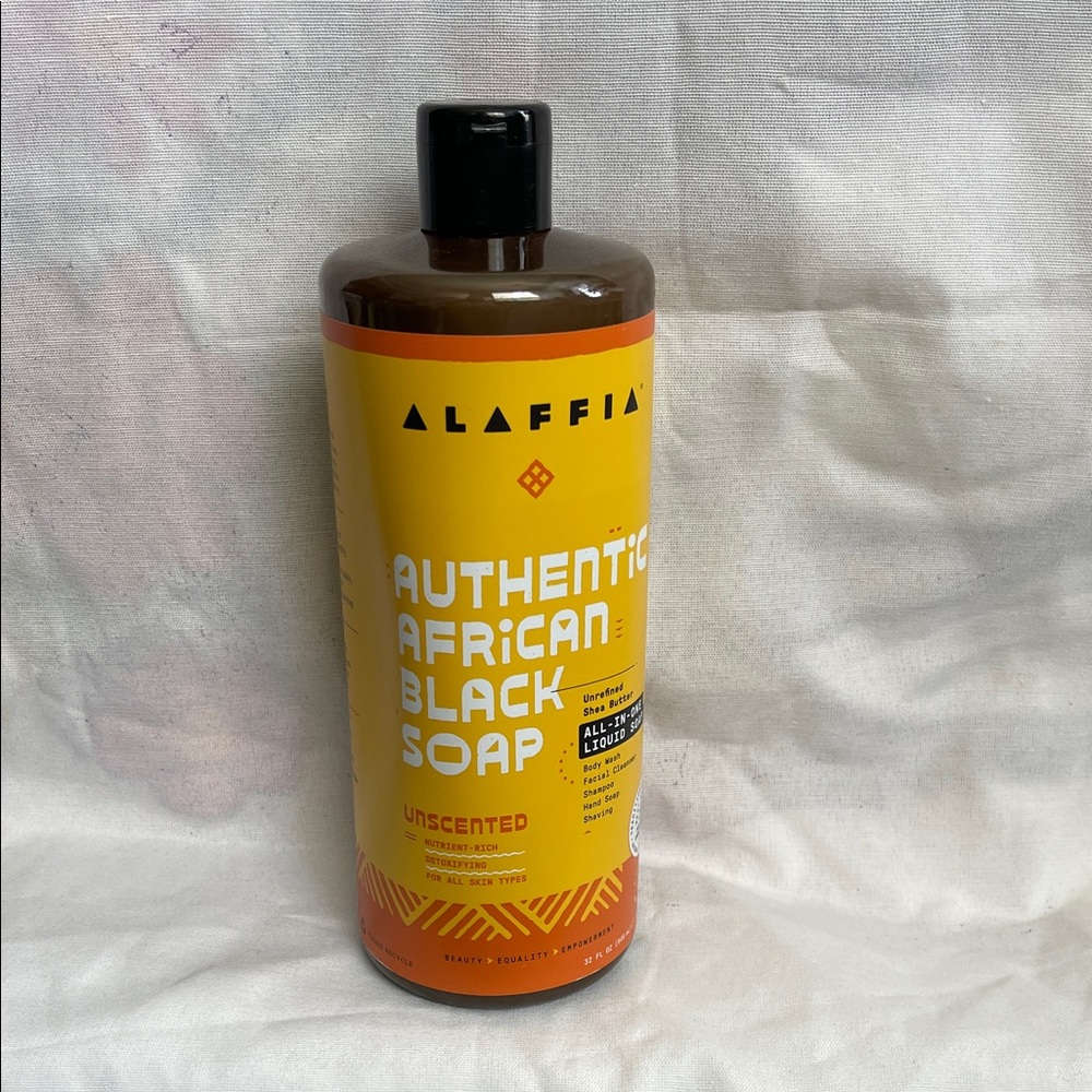 Unscented Authentic African Black Soap - Yellow Bottle